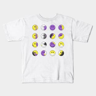 Mini Smiley Faces Bundle - Nonbinary Pride Kids T-Shirt
